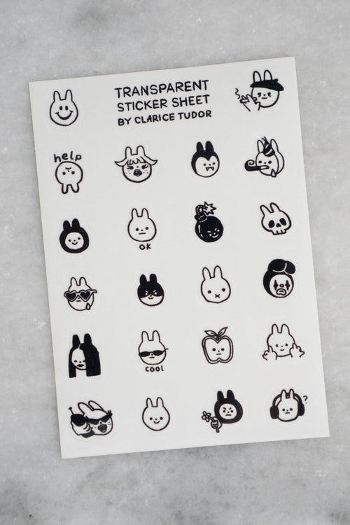 Clarice Tudor Bunnies - Clear Sticker Sheet