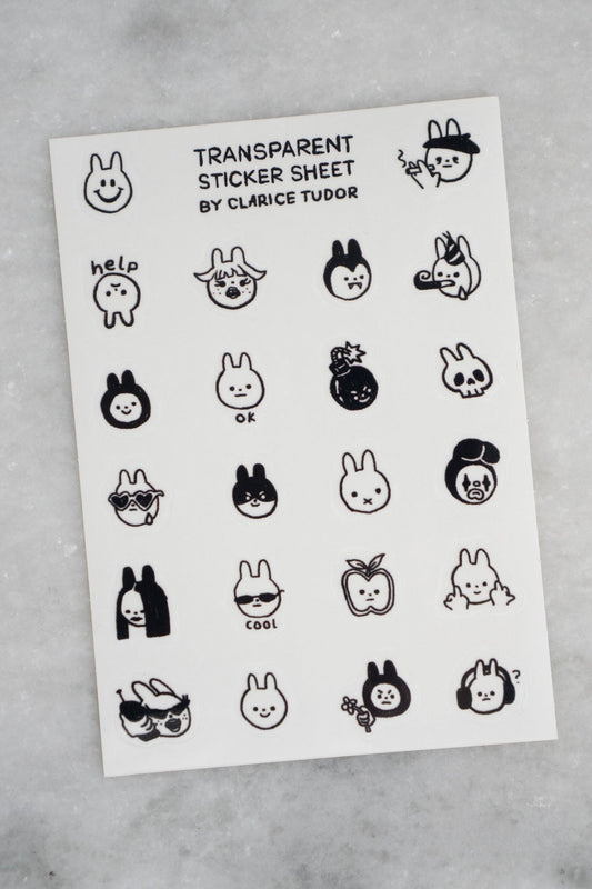 Clarice Tudor Bunnies - Clear Sticker Sheet