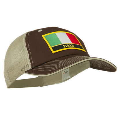 Italy Flag Embroidered Patched Big Size Washed Mesh Cap