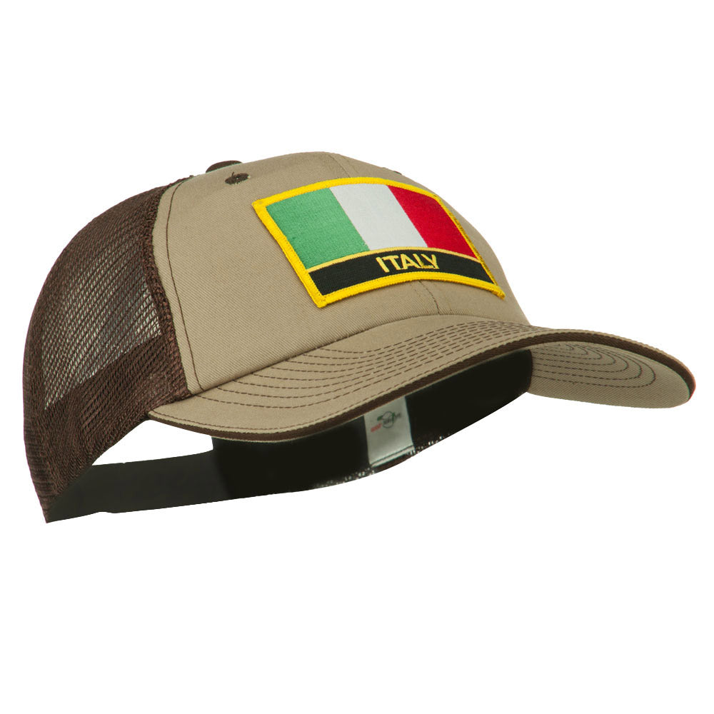 Italy Flag Embroidered Patched Big Size Washed Mesh Cap