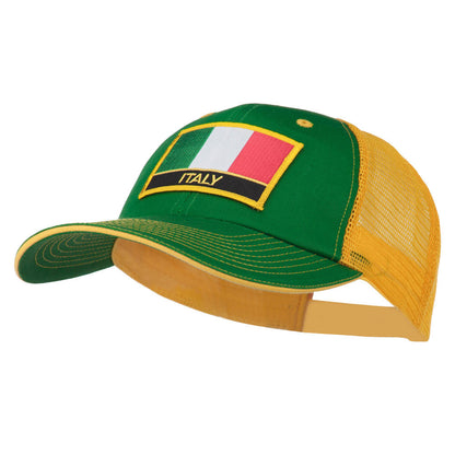 Italy Flag Embroidered Patched Big Size Washed Mesh Cap