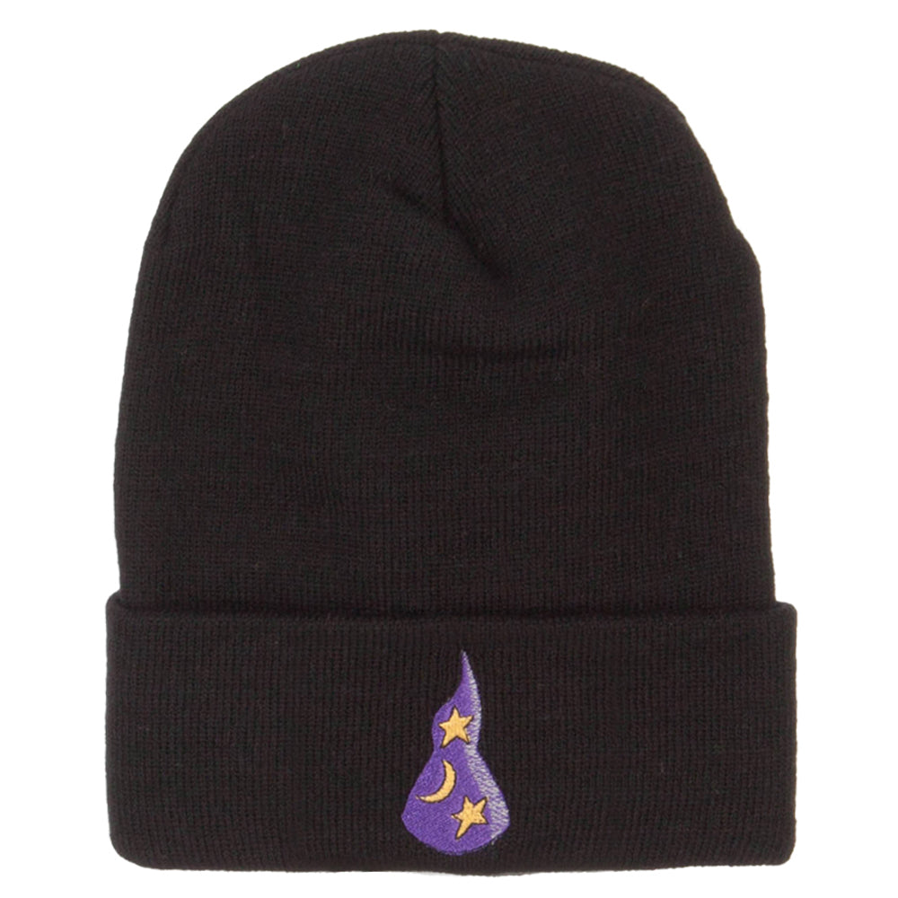 Wizard Hat with Stars and Moon Embroidered Long Beanie
