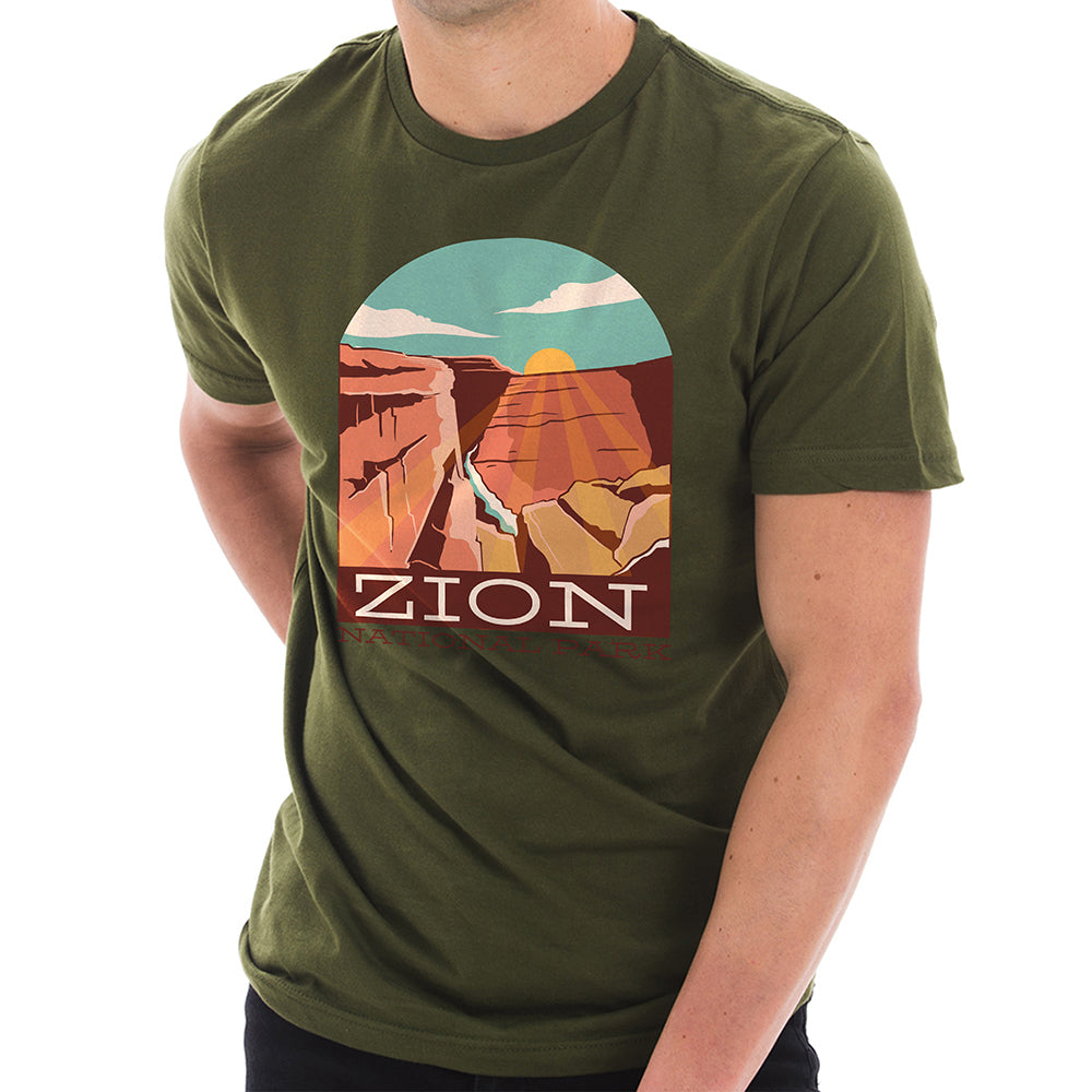 Zion National Park Cotton Short Sleeve Deluxe Jersey Graphic Shirt